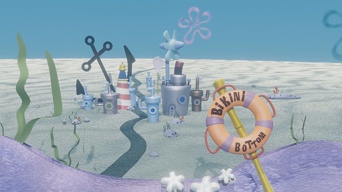 Bikini Bottom Scenic Backdrop by Kenmark Backdrops