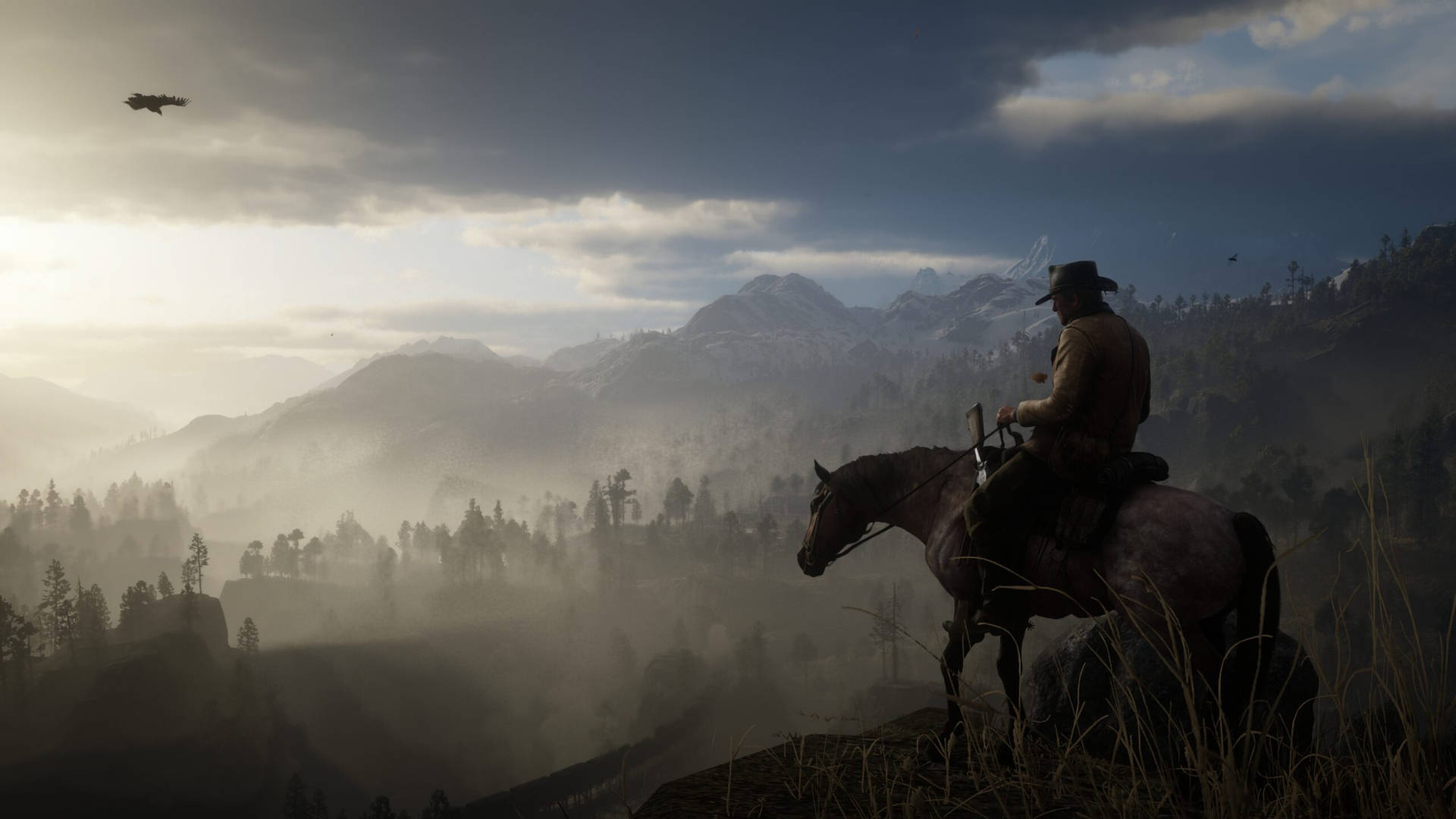 Red Dead Redemption 2 Arthur on Horse Desktop Wallpaper 4K